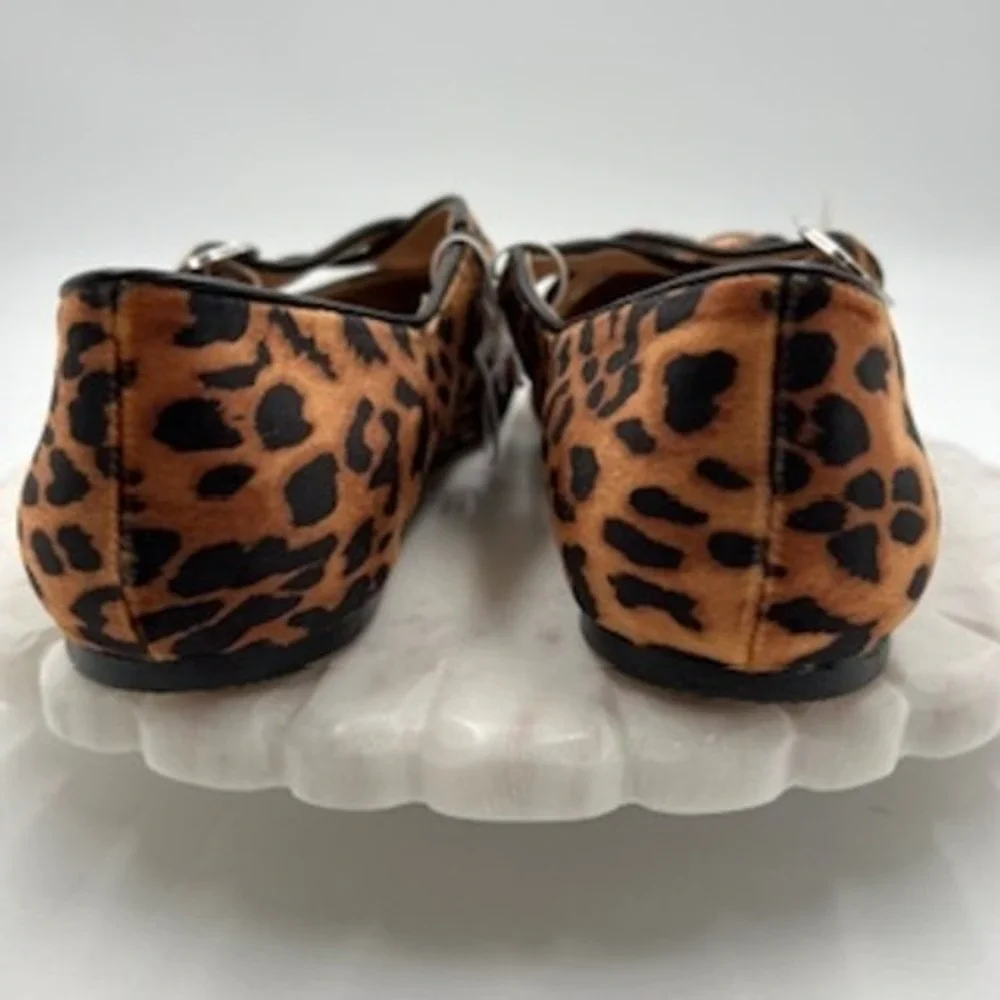 A New Day Womens Leopard Print Crisscross Mary Jane Flats Size‎ 10 NEW
